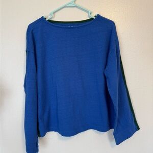 LOFT Blue and Green Women's Crew Neck Sweater